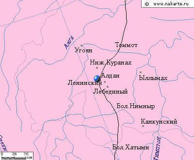 Карта окрестностей города Алдан от НаКарте.RU